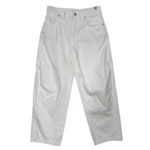 Zara White Barrel Jeans Boho Relaxed Minimalist Clean Girl Balloon Horseshoe